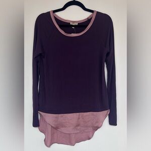 Anthropologie Bordeaux Plum Color Tunic Long Sleeve Top Size Small NWT